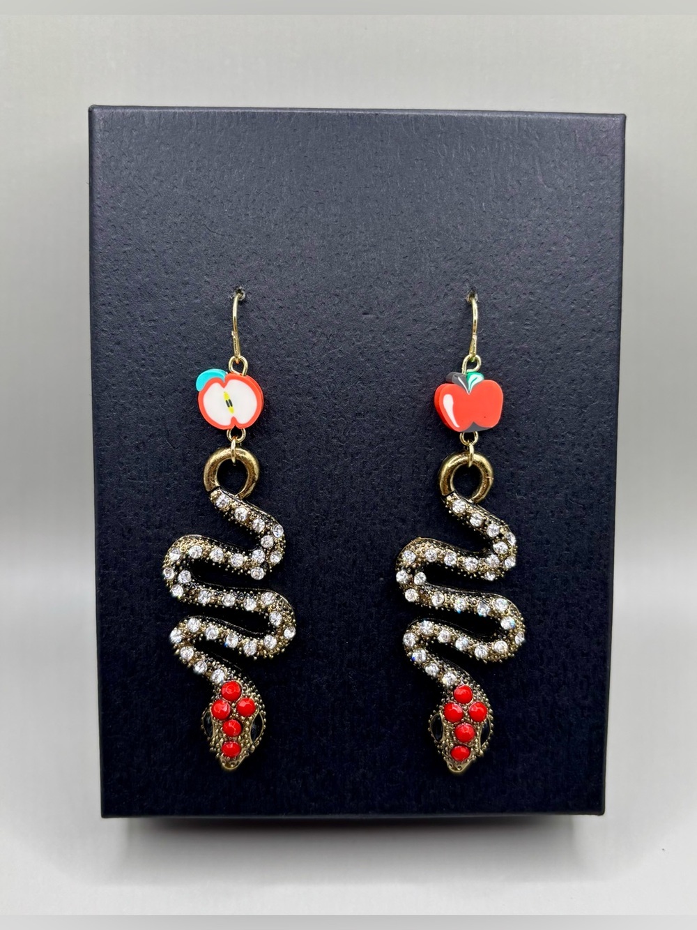 🍎🐍Eve’s Apple Sparkling Serpent Earrings